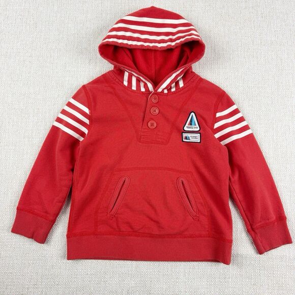 Genuine Kids From OshKosh Orange White Stripes 3 Button Pullover Hoodie Size 4T - Picture 1 of 14
